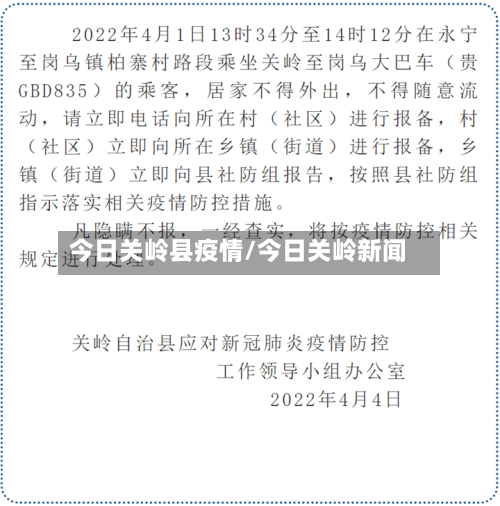 今日关岭县疫情/今日关岭新闻