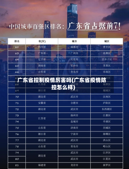 广东省控制疫情厉害吗(广东省疫情防控怎么样)