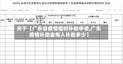 关于【广东省疫情临时补助申请,广东疫情补助金每人补助多少】
