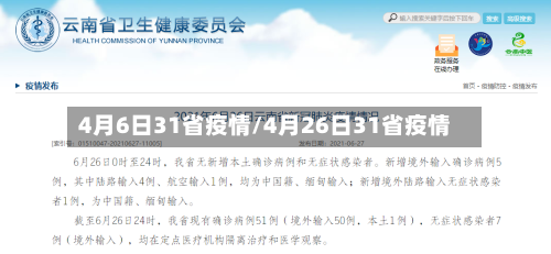 4月6日31省疫情/4月26日31省疫情