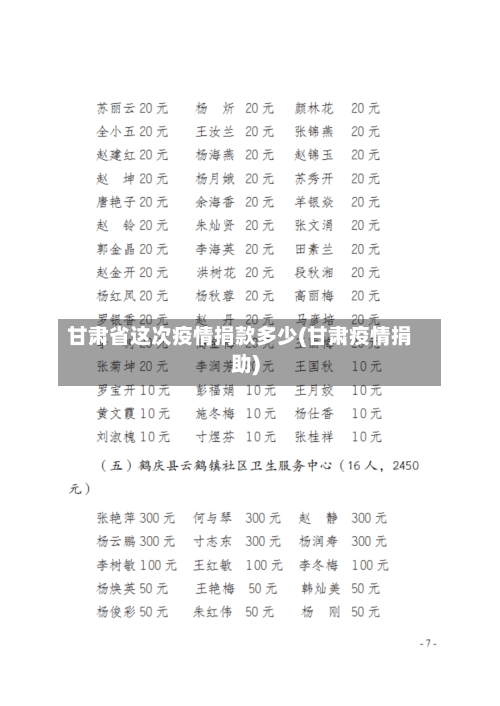 甘肃省这次疫情捐款多少(甘肃疫情捐助)-第3张图片