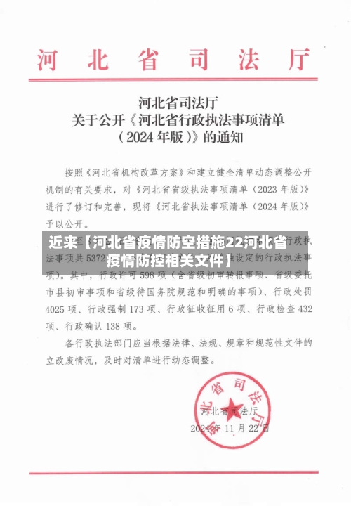 近来【河北省疫情防空措施22河北省疫情防控相关文件】