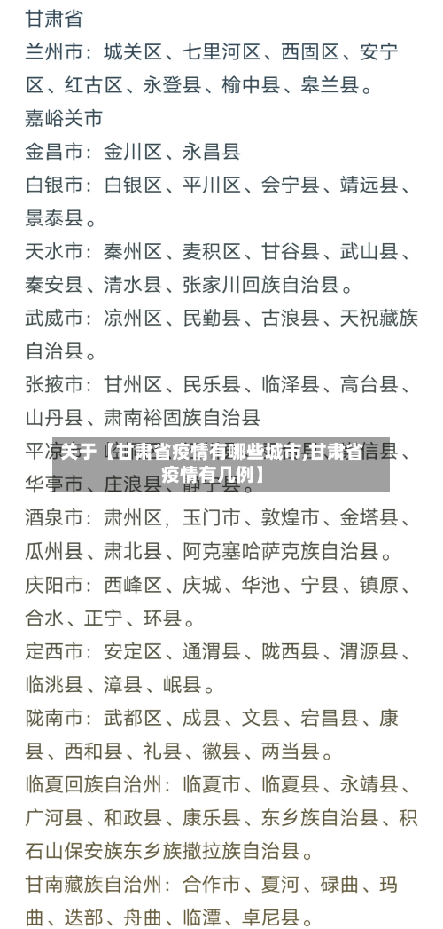 关于【甘肃省疫情有哪些城市,甘肃省疫情有几例】