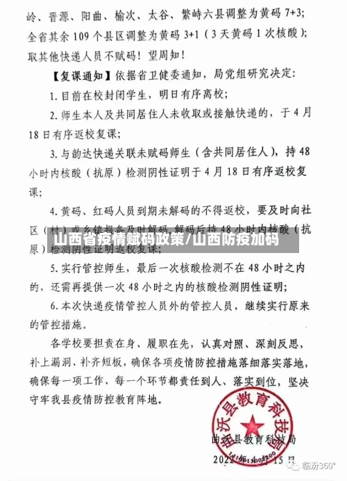 山西省疫情赋码政策/山西防疫加码-第2张图片